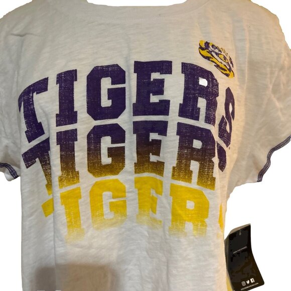 NEW Louisiana State LSU Tigers Colosseum SS Cropped T-Shirt Top White Women's M - Picture 2 of 5